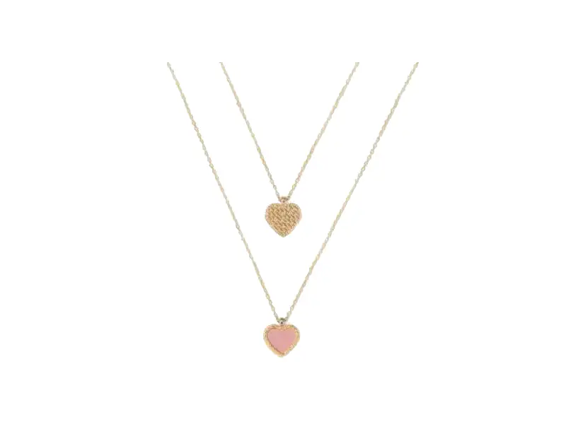 9KT YELLOW GOLD NECKLACE WITH PINK MOTHER OF PEARL HEART EMOTIONS GIULIA ITS ME EM/1CL